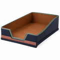 Bandeja organizadora de escritorio azul y marrón 35x24x8cm