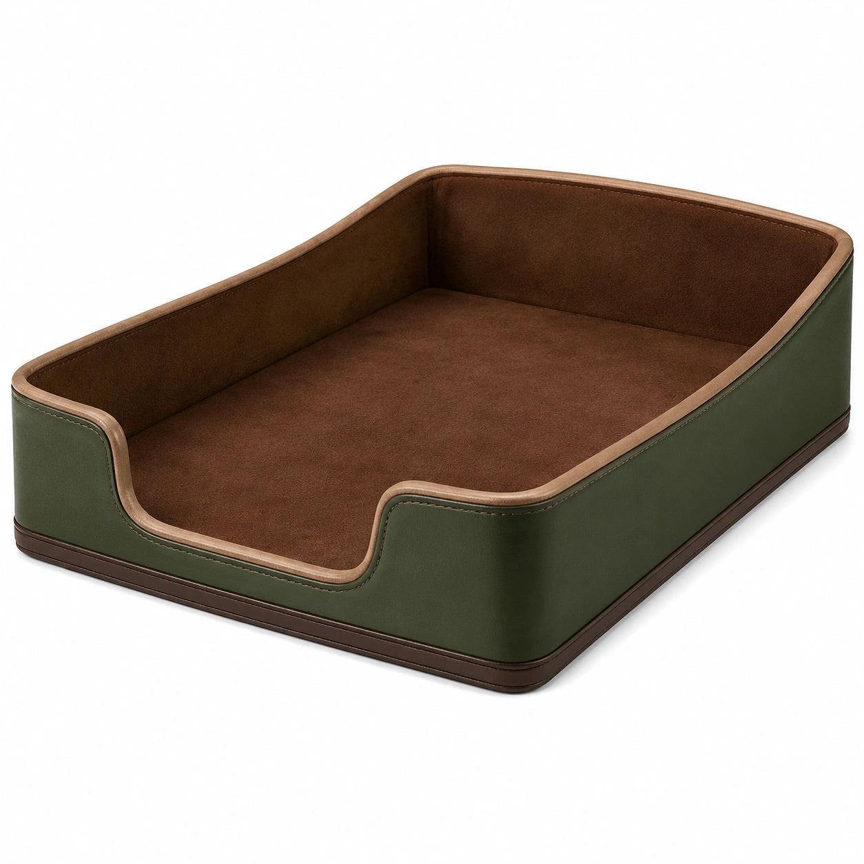 Bandeja organizadora de escritorio verde y marrón con diseño apilable