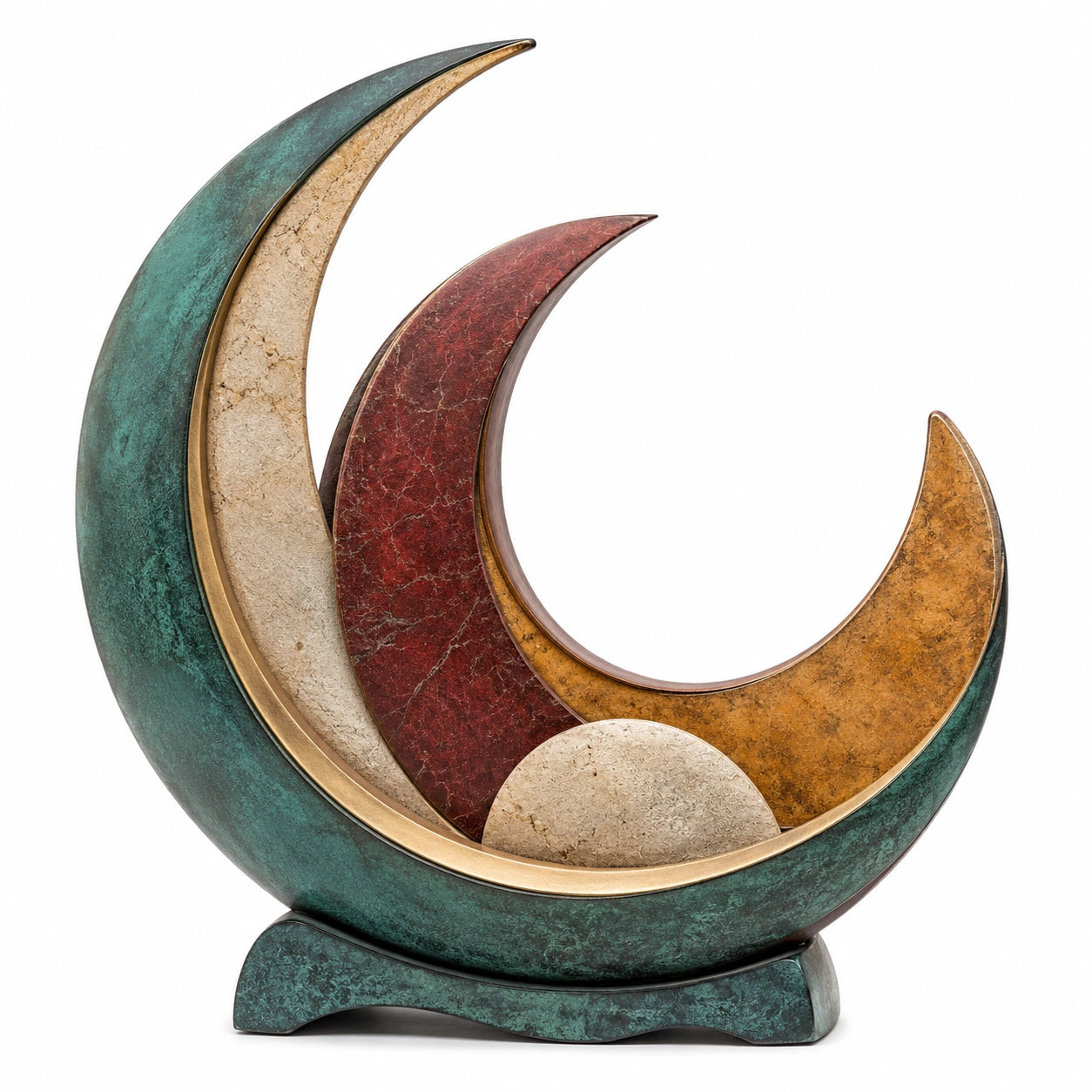 Escultura de Lunas Superpuestas en Colores Multicolor