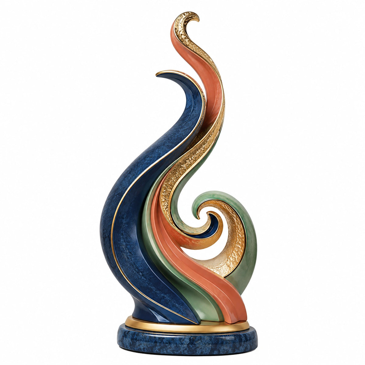Escultura Abstracta Decorativa Azul/Naranja/Verde/Oro
