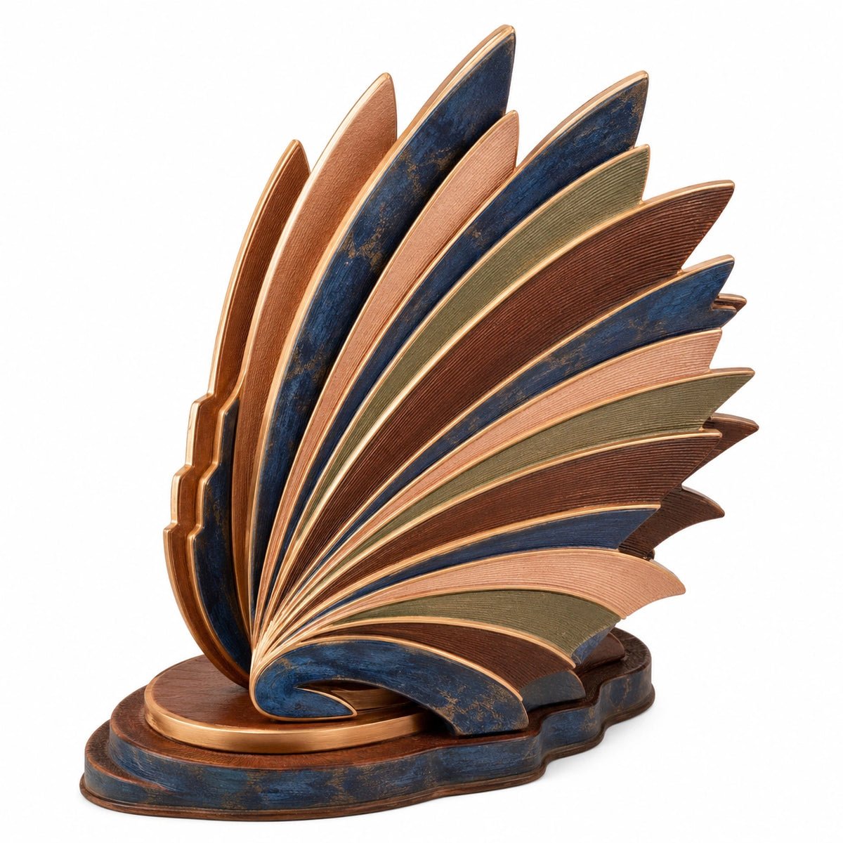 Escultura Decorativa Abstracta en Forma de Abanico Multicolor