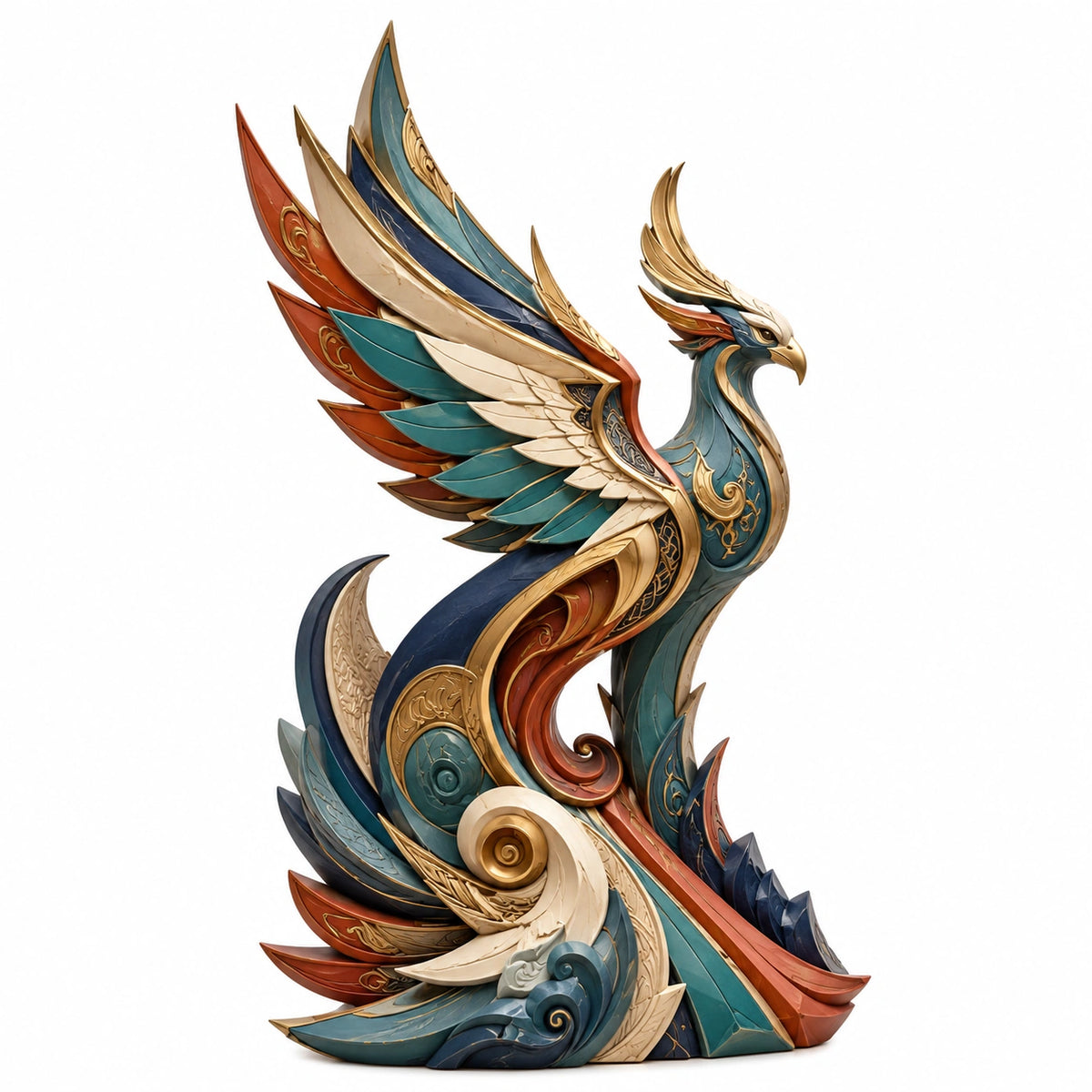 Figura Decorativa de Ave Fénix en Colores Vivos