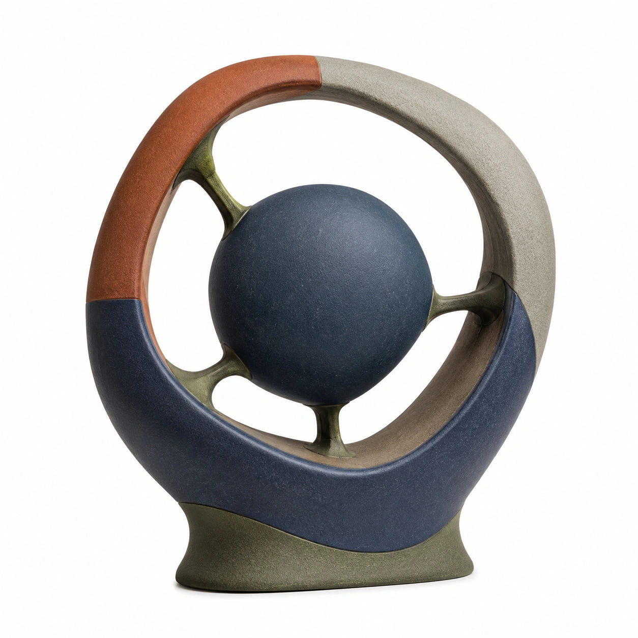 Escultura Decorativa Abstracta Azul, Gris y Marrón