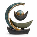 Escultura Decorativa Moderna Abstracción Geométrica Verde y Dorado