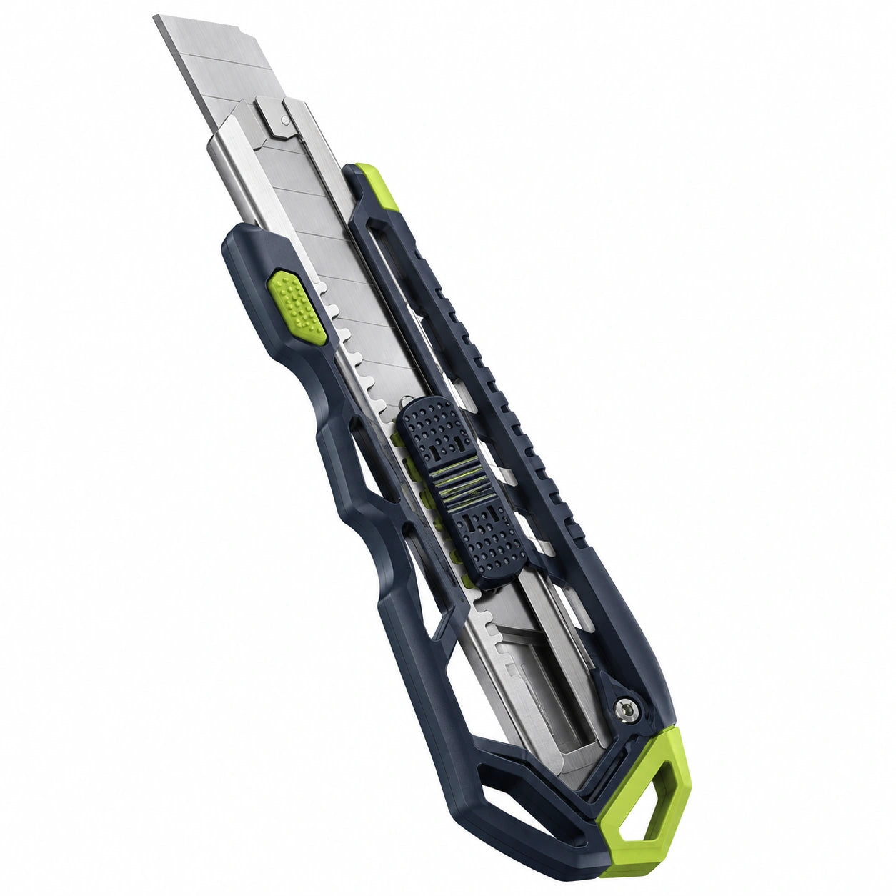 Cúter Retráctil Acero Inoxidable Azul/Verde con Mango Ergonómico