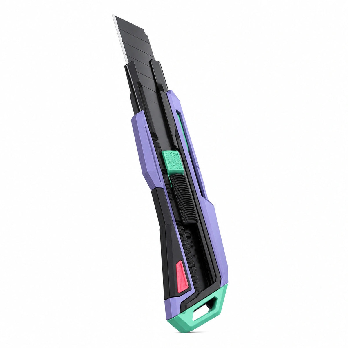 Cuchillo Cortante Ergonómico con Cuchilla Segmentada Negro/Violeta/Verde
