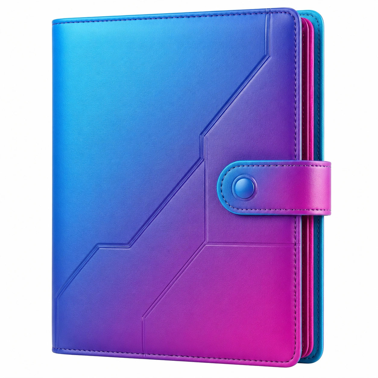 Cuaderno de Esquemas con Cierre a Presión en Degradado Azul y Morado