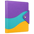 Cuaderno A5 con Cierre de Botón Púrpura/Azul/Amarillo