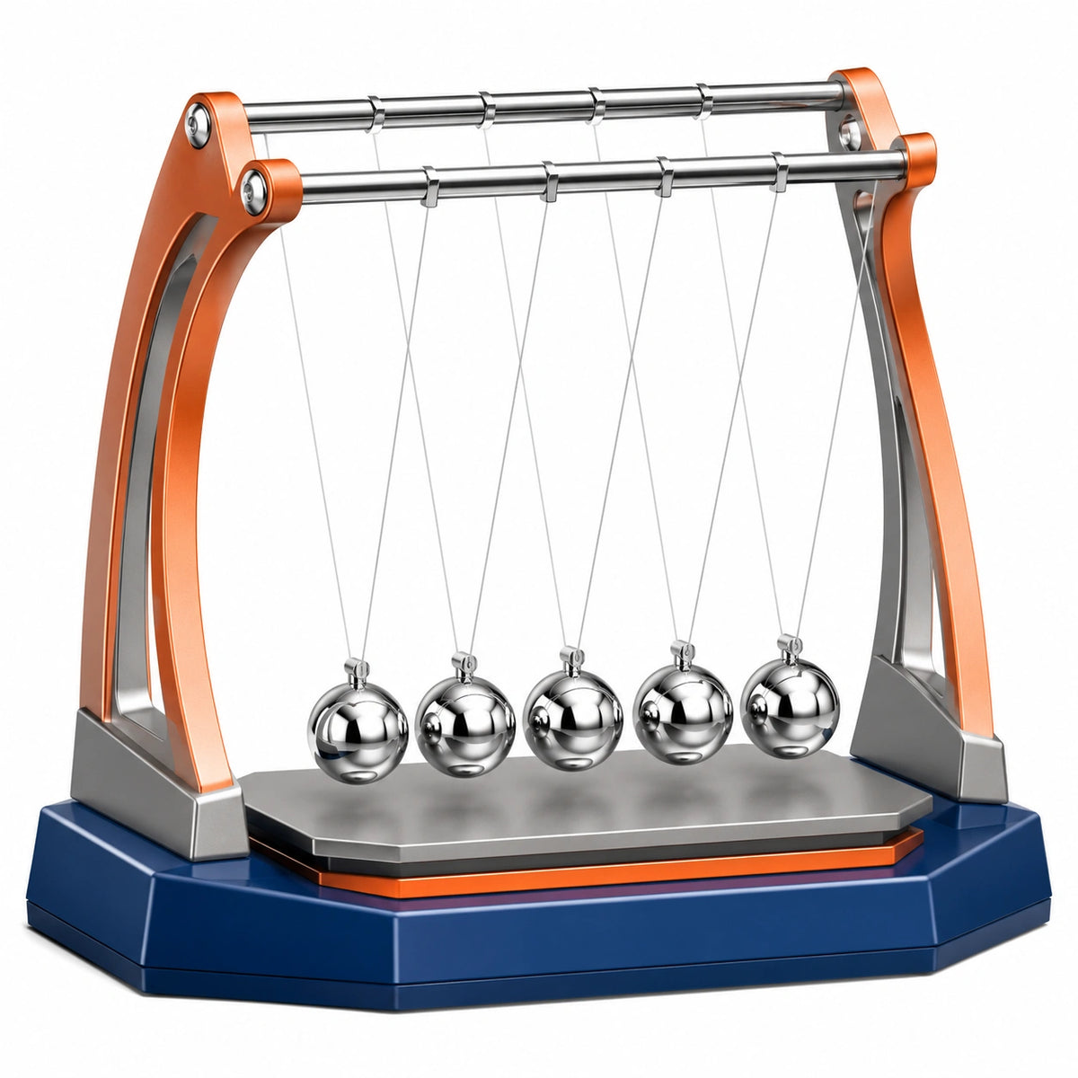 Péndulo de Newton para Escritorio Naranja/Plateado/Azul