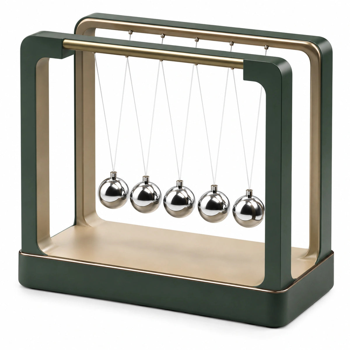 Péndulo de Newton Decorativo Verde y Dorado Moderno