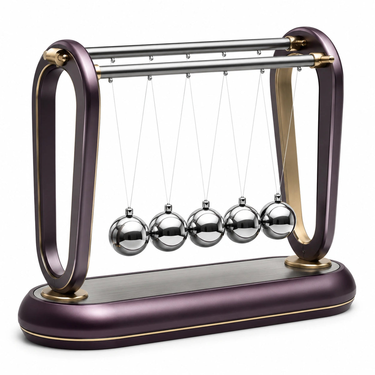 Péndulo de Newton Decorativo Cromado y Violeta