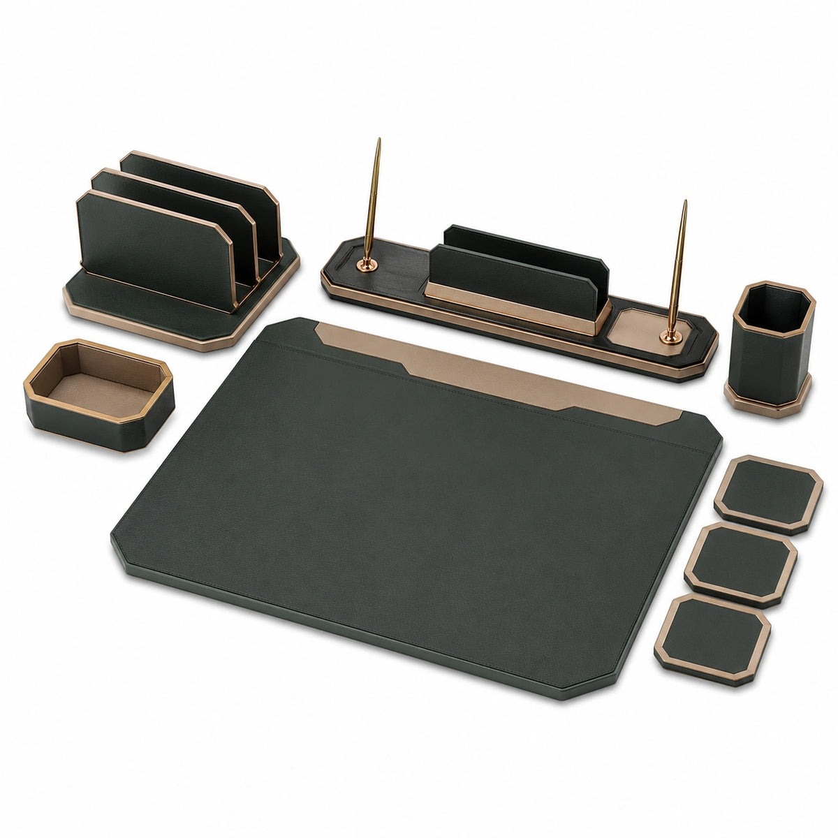 Conjunto de Escritorio de Oficina con Accesorios Negro y Dorado