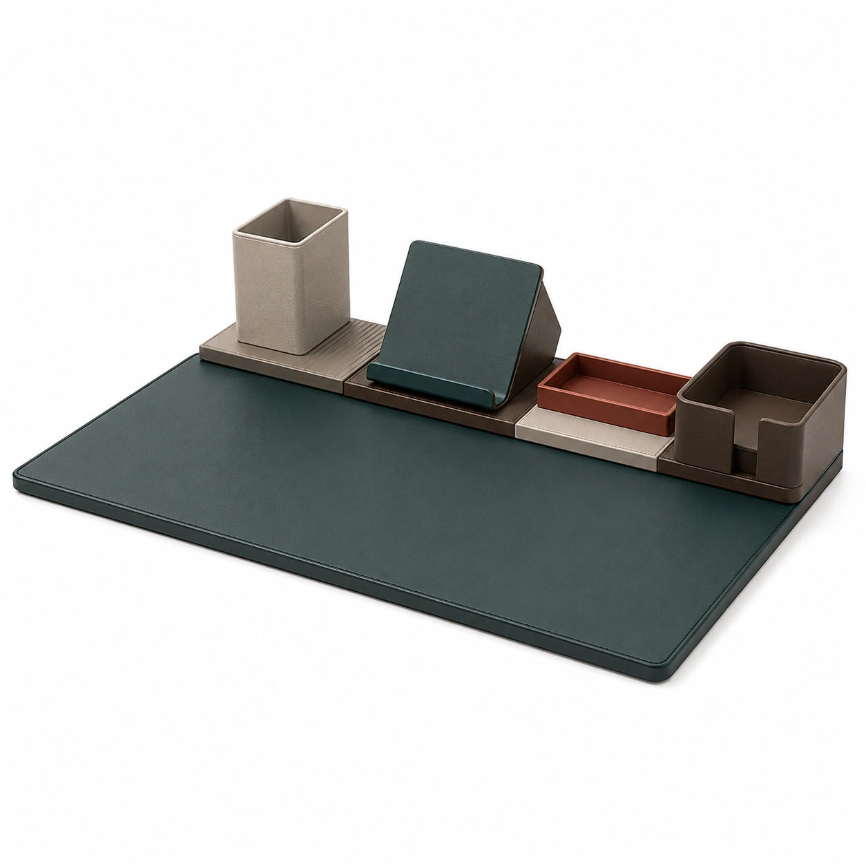Organizador de Escritorio Modular Verde, Gris y Marrón