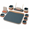 Set de accesorios de escritorio organizador azul/marfil/marrón