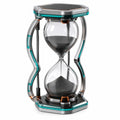 Reloj de Arena de Acero Inoxidable con Arena Negra y Detalles de Color Turquesa