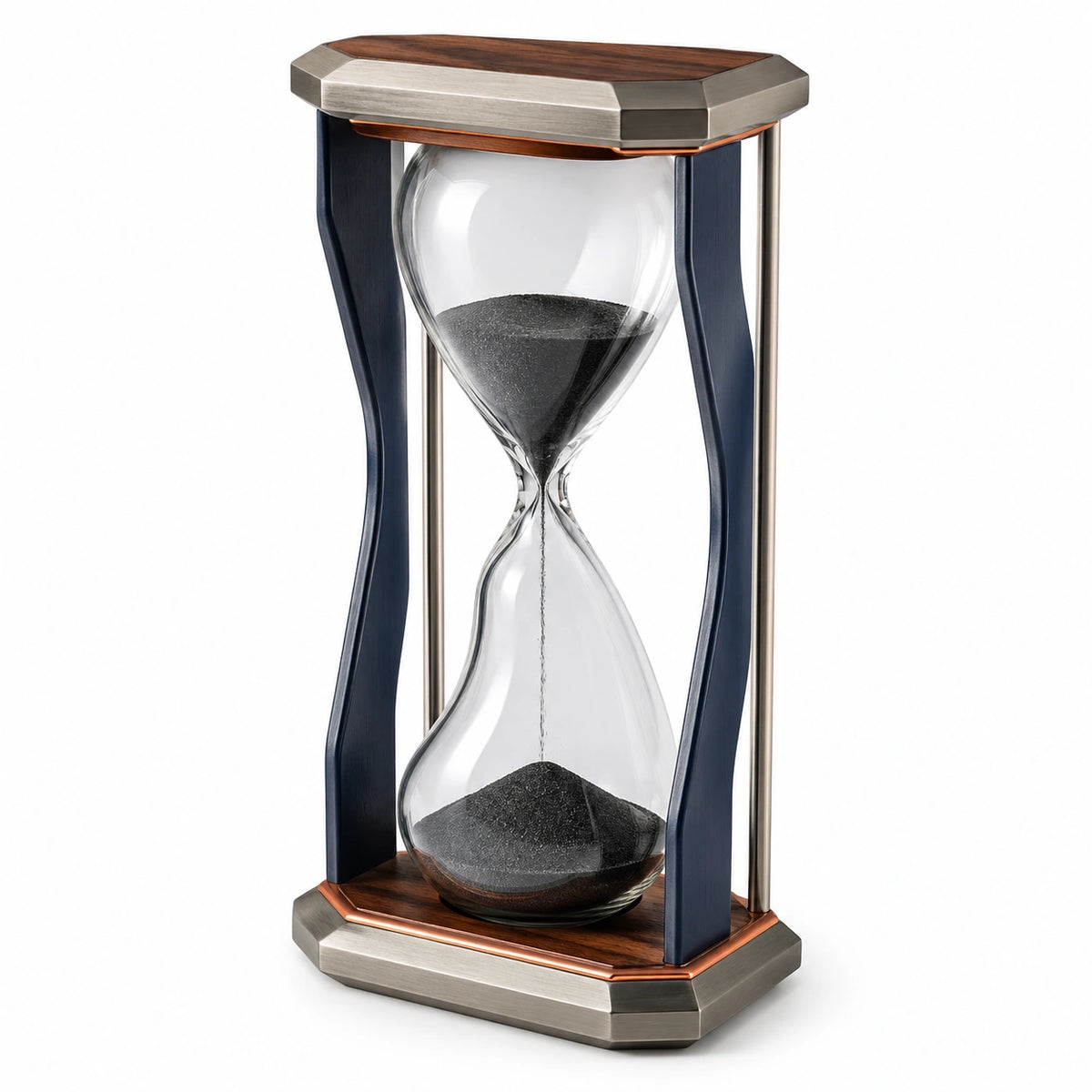 Reloj de Arena Decorativo 30 Minutos Negro, Azul y Madera