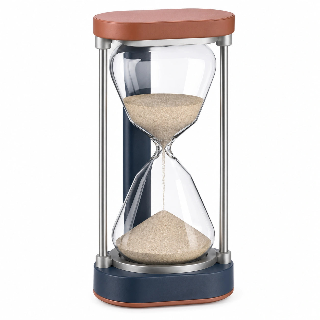 Reloj de Arena Decorativo Azul y Marrón de Vidrio y Acero