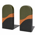 Soportes para libros decorativos en verde, marrón y negro