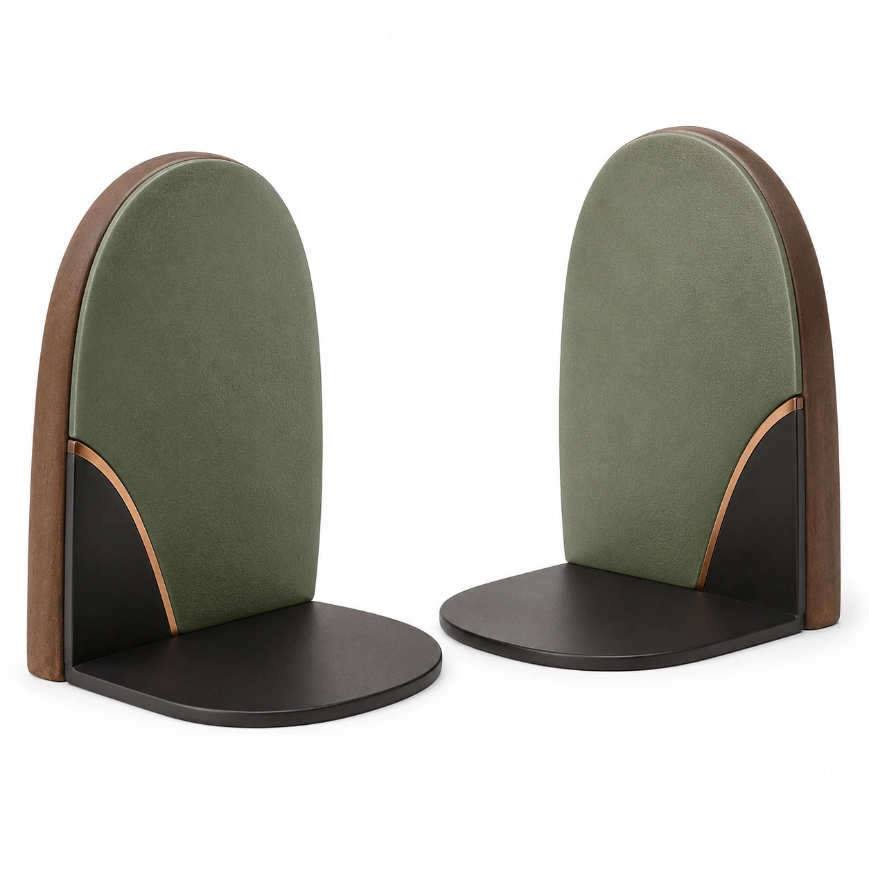 Sujetadores de Libros Modernos en Verde y Madera