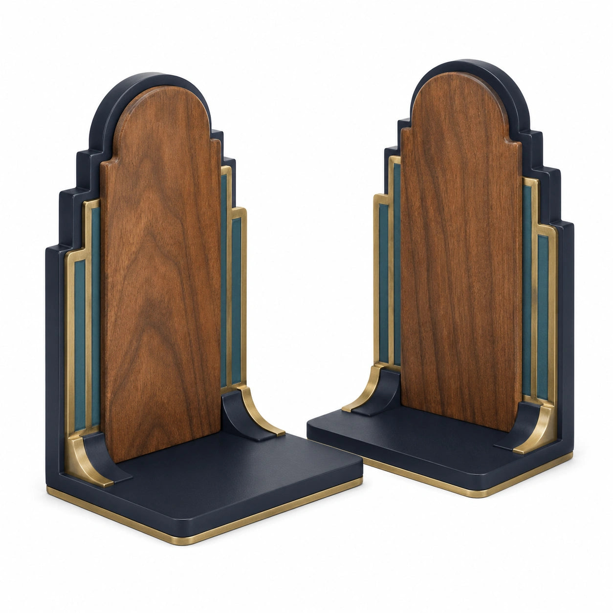 Sujetalibros Art Deco Azul y Dorado