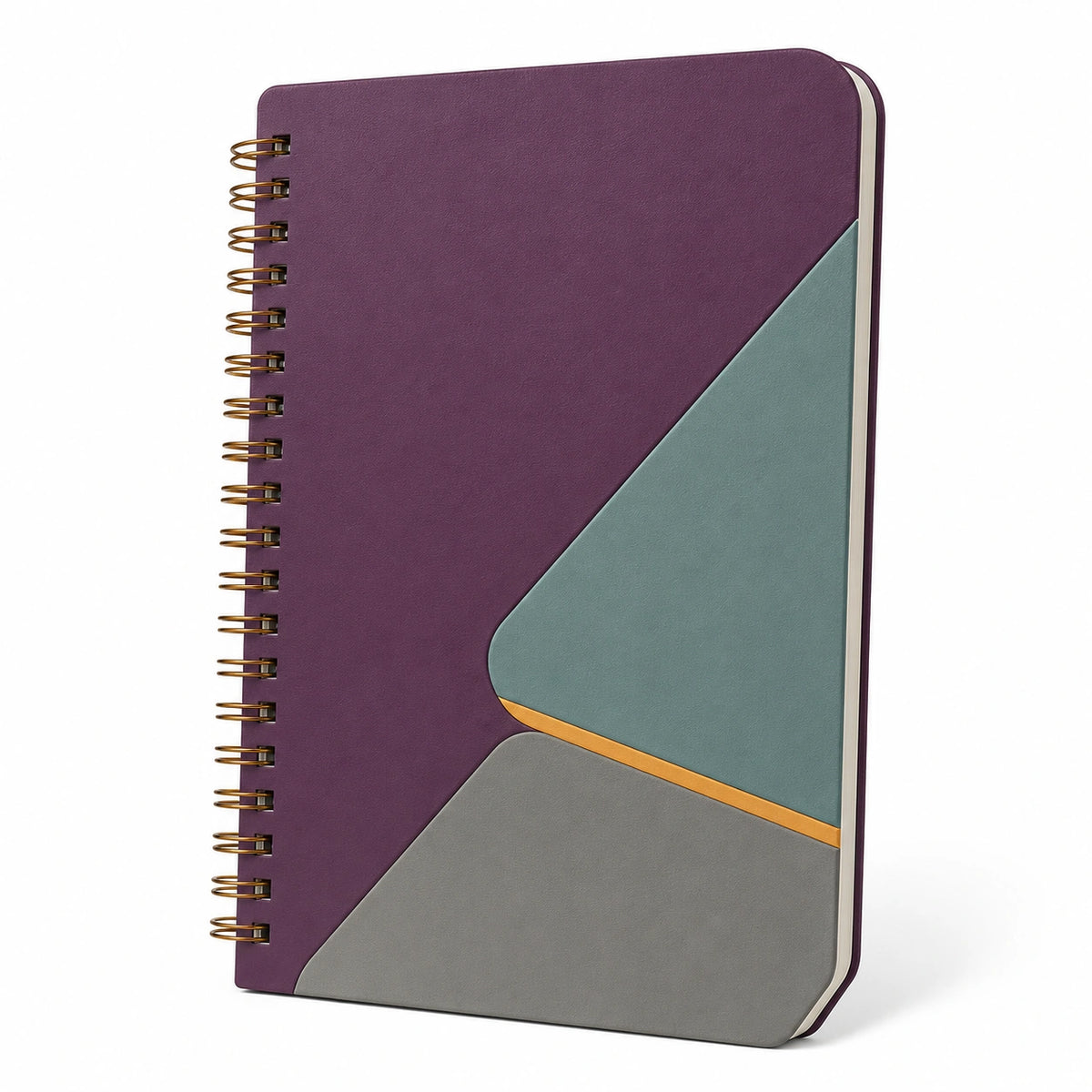 Cuaderno Espiral Diseño Geométrico A5 Morado/Gris/Verde
